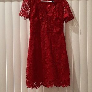 Elegant Red Lace Dress WHBM